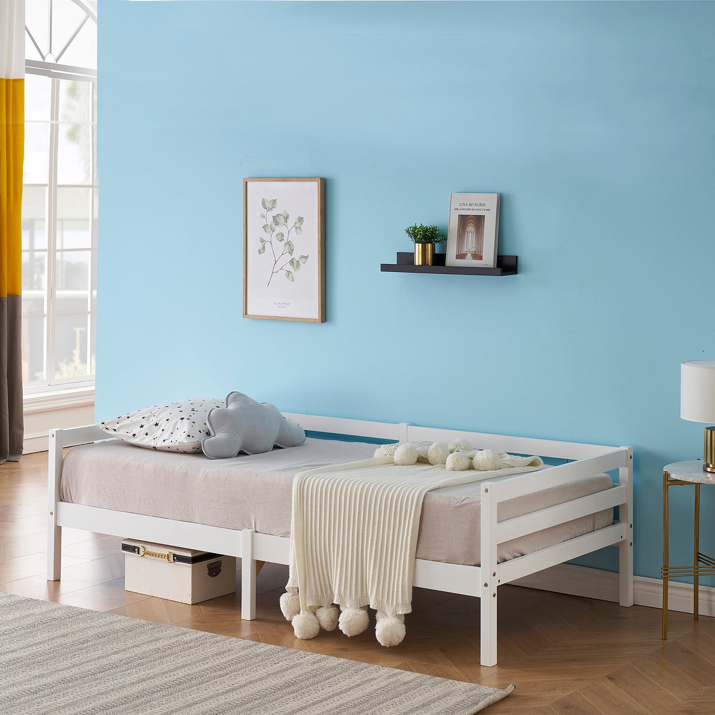 FLAT Single Pine Wooden Bed 96*198cm - White