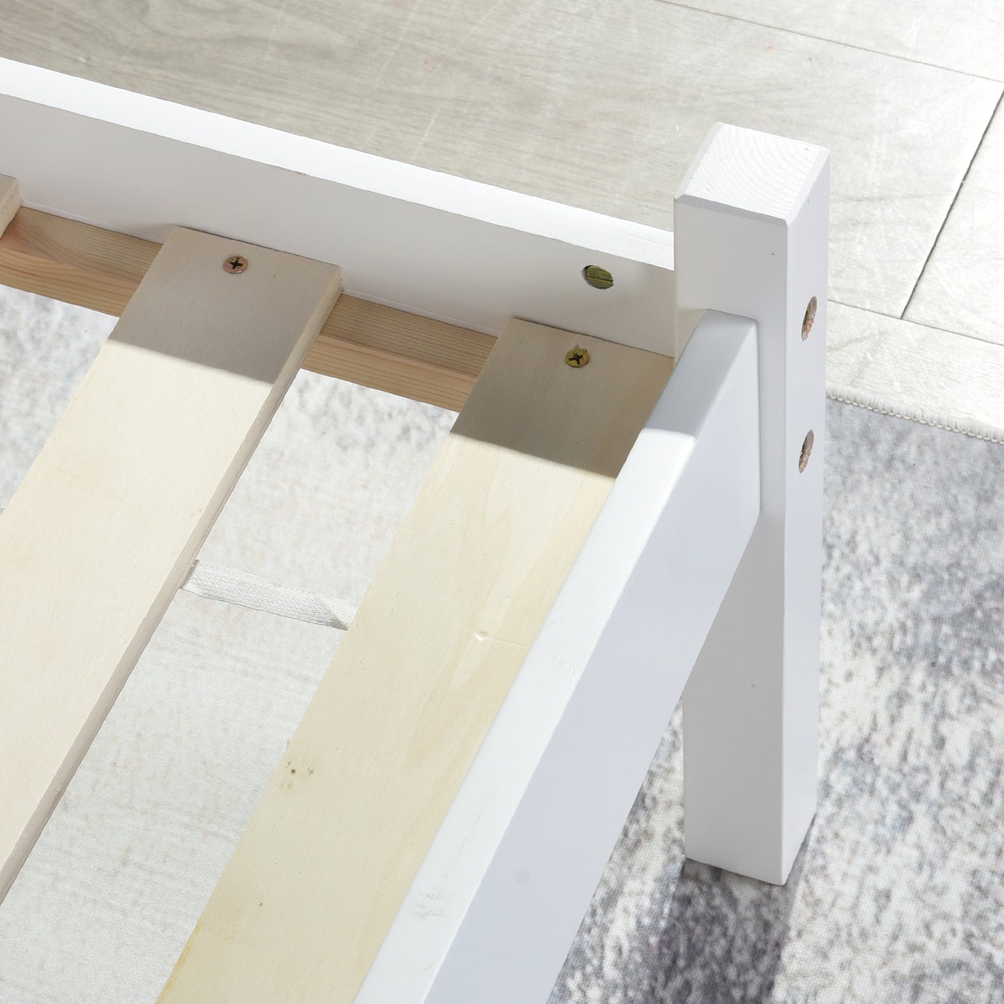ABATE Double Pine Wooden Bed 146*196cm - White