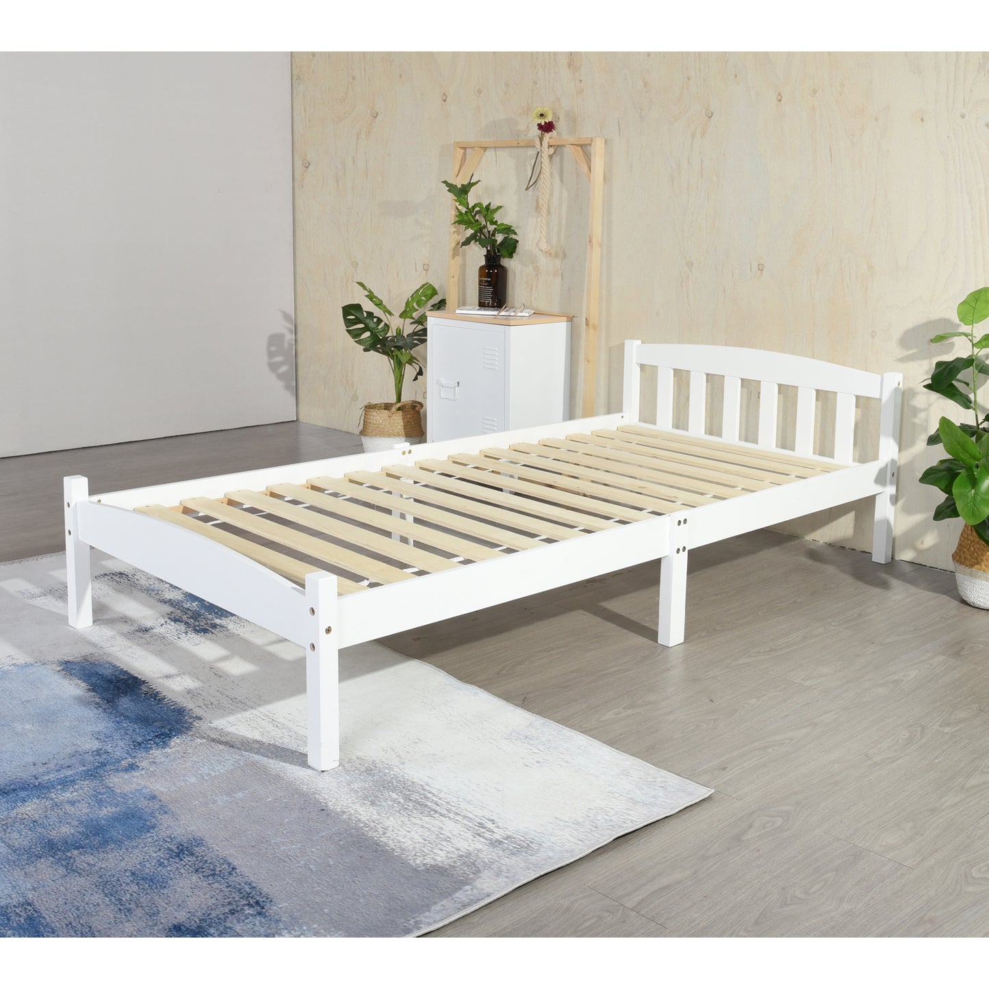 ABATE Single Pine Wooden Bed 96*196cm - White