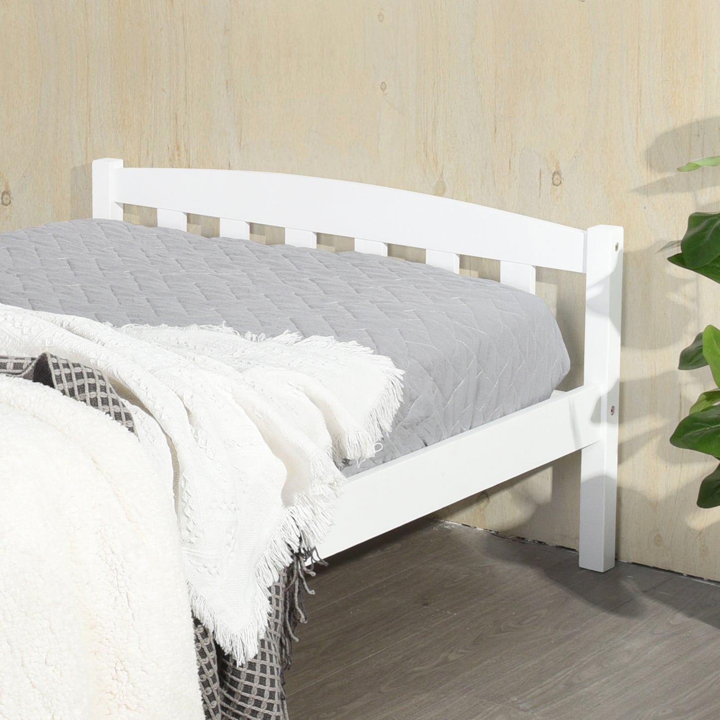 ABATE Single Pine Wooden Bed 96*196cm - White