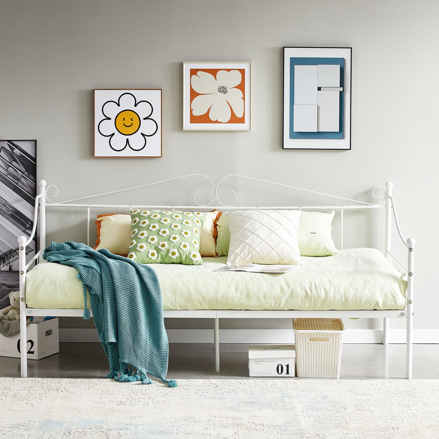 AVIO Single Metal Bed 93*207cm - White