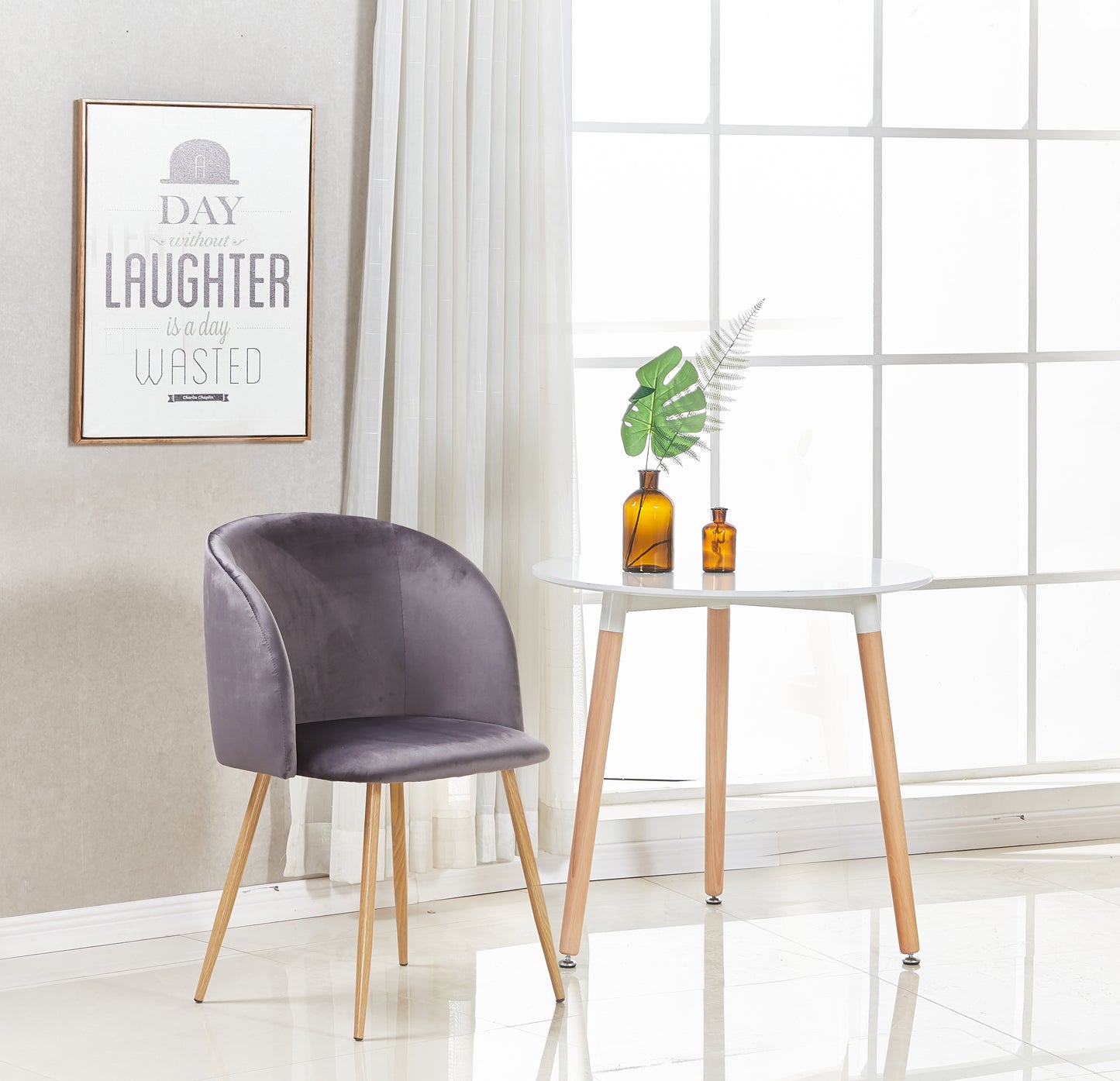 ALOE Velvet Iron Leg Chair-Grey