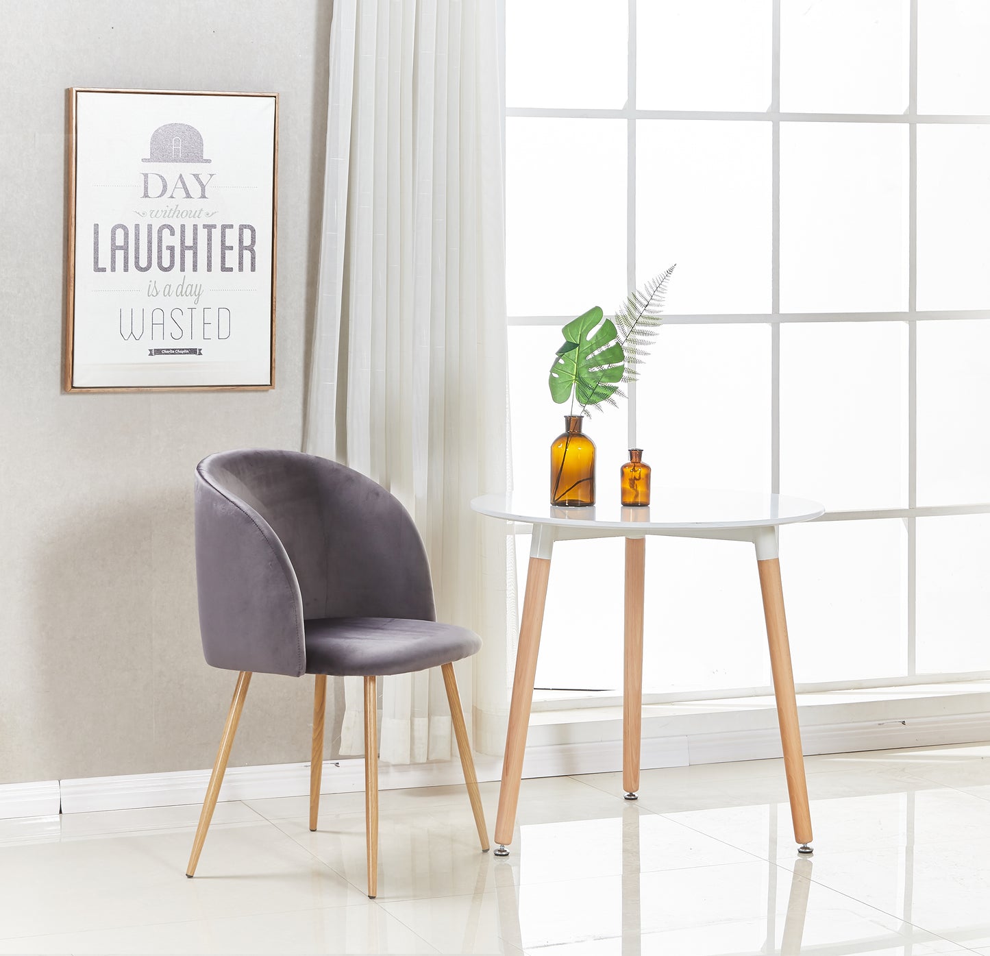 ALOE Velvet Iron Leg Chair-Grey