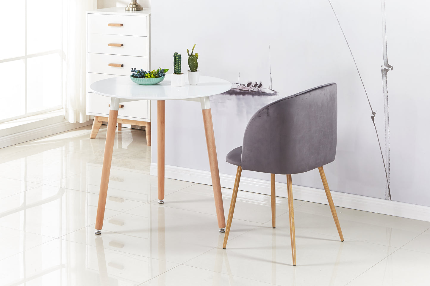 ALOE Velvet Iron Leg Chair-Grey