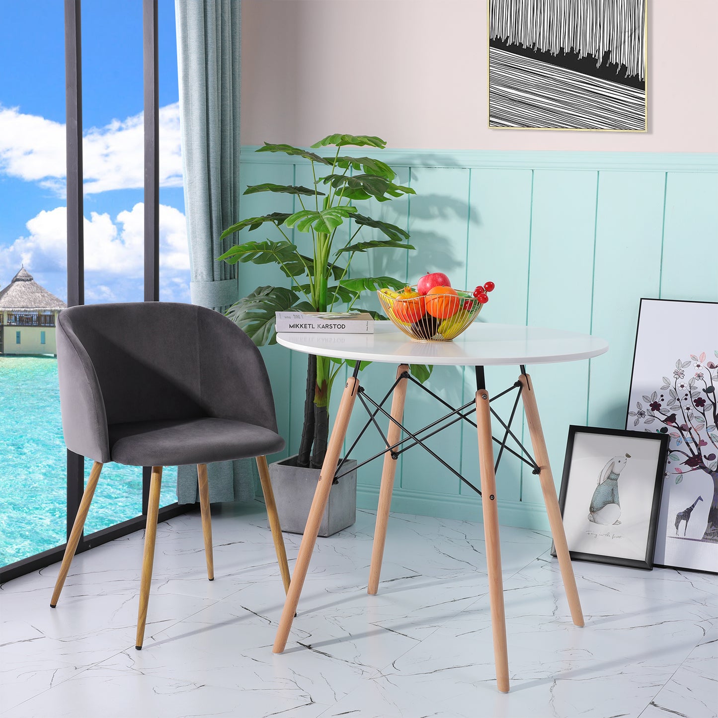 ALOE Velvet Iron Leg Chair-Grey