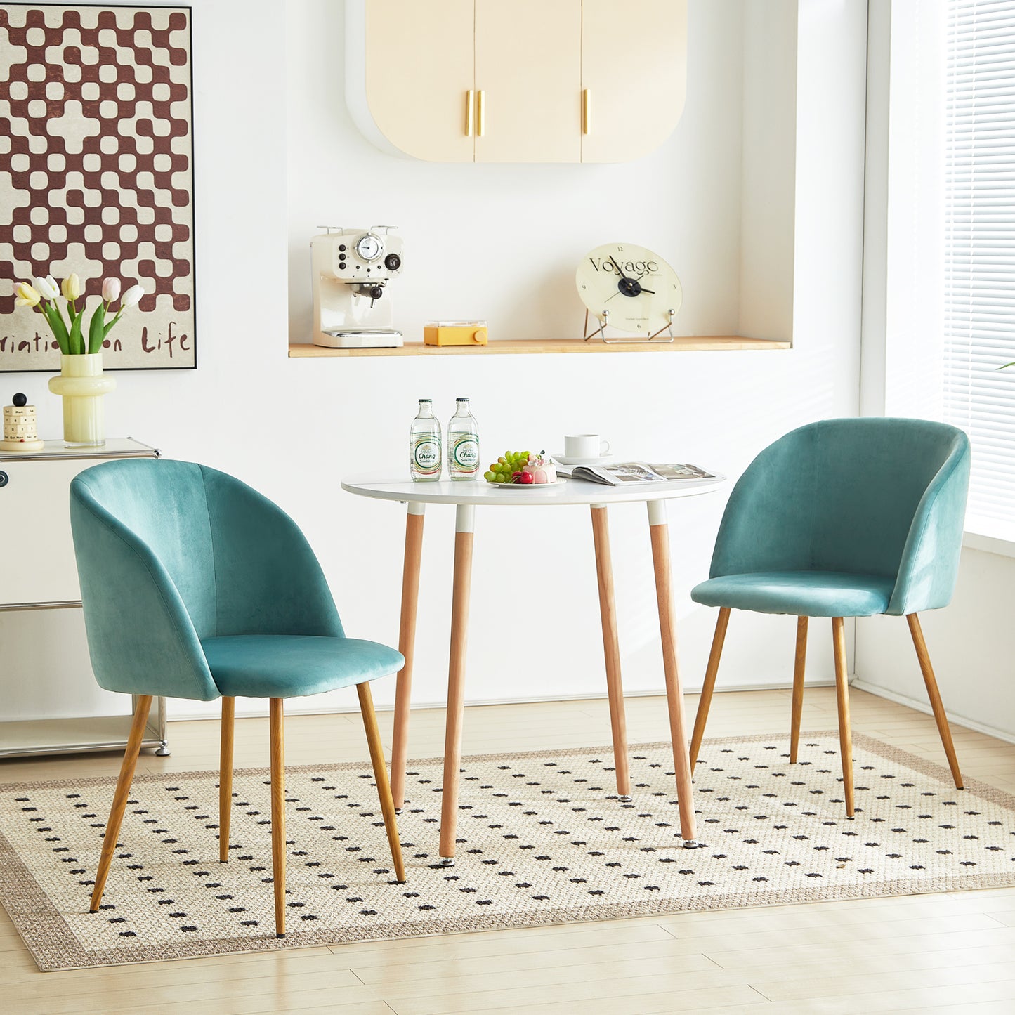 ALOE Velvet Iron Leg Chair-Indigo