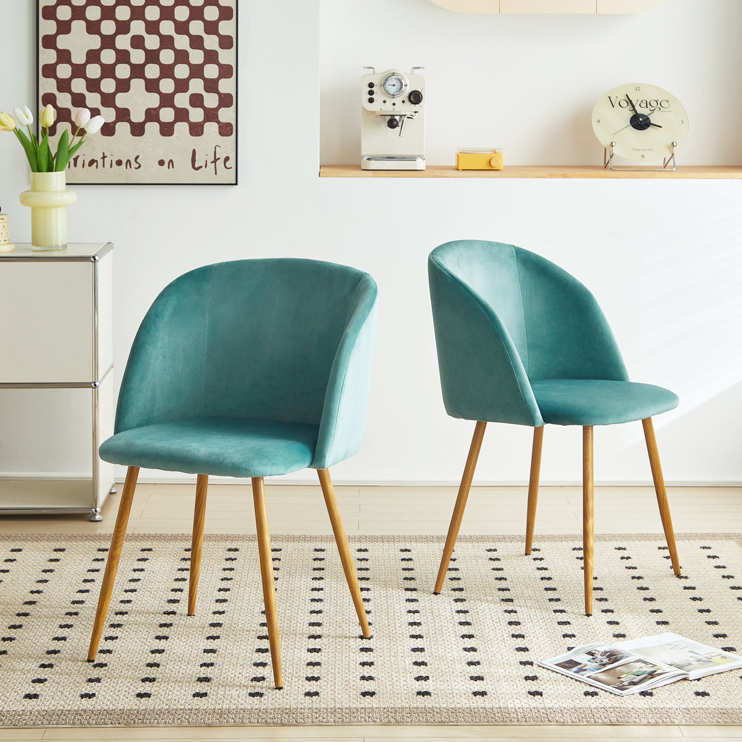ALOE Velvet Iron Leg Chair-Indigo