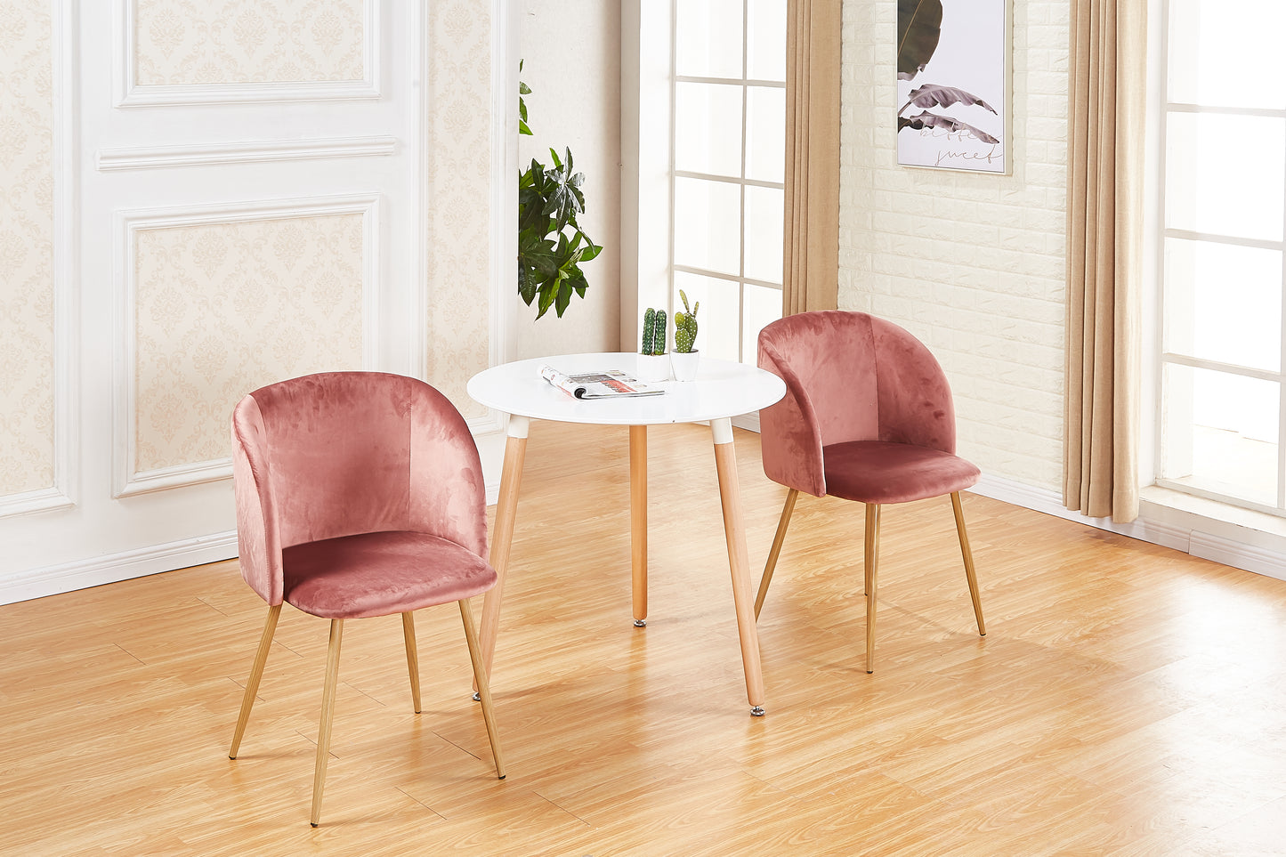 ALOE Velvet Iron Leg Chair-Pink