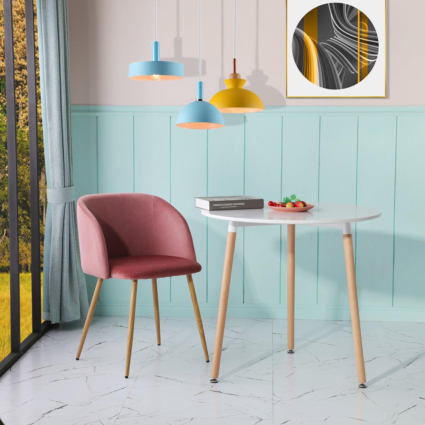 ALOE Velvet Iron Leg Chair-Pink