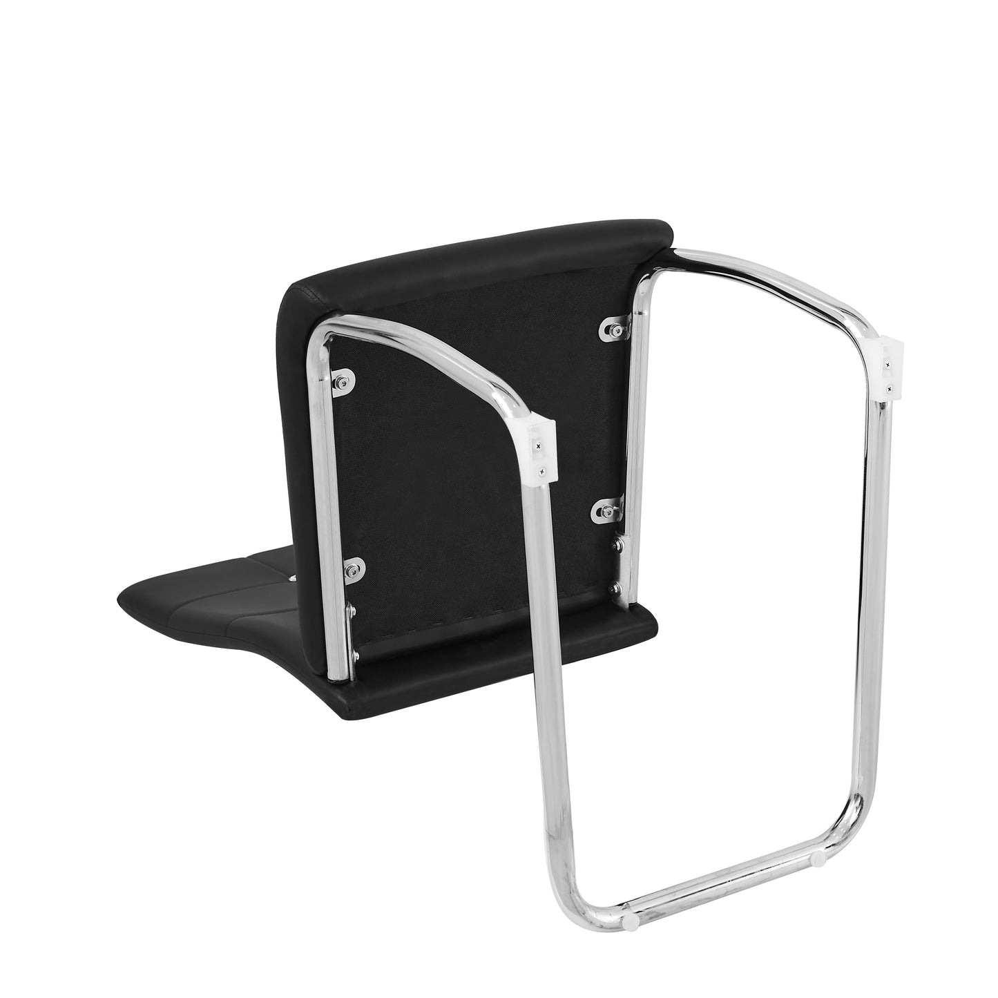 ANN-CIRCLE Upholstered Dining Chair with Arched Iron Legs - Black