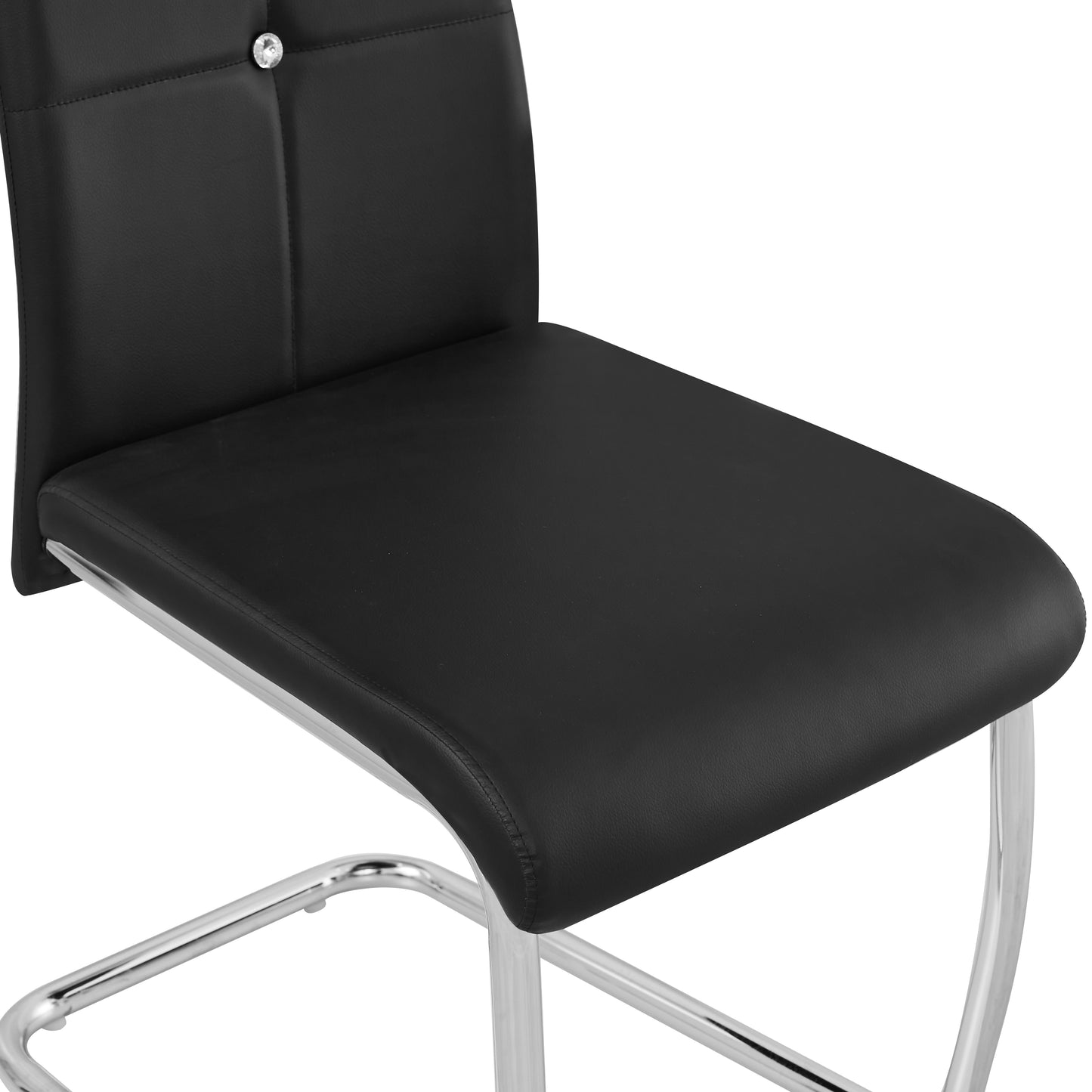 ANN-CIRCLE Upholstered Dining Chair with Arched Iron Legs - Black