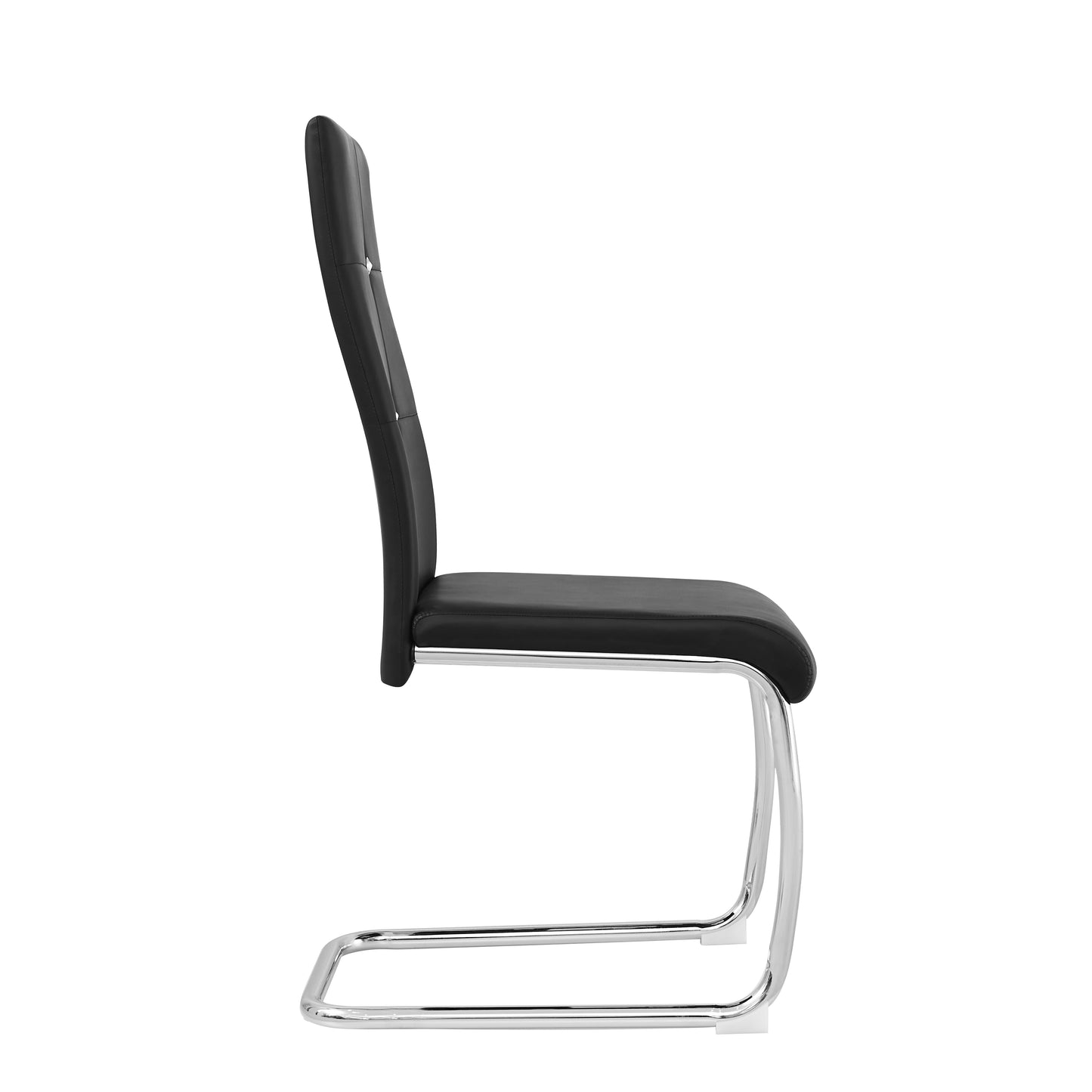 ANN-CIRCLE Upholstered Dining Chair with Arched Iron Legs - Black