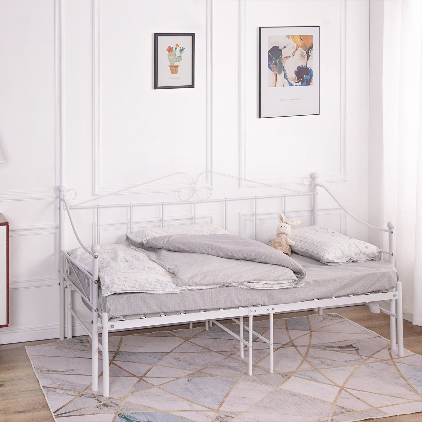 AVIOLA Day Metal Bed 93.2*199cm+93.5*191cm - White