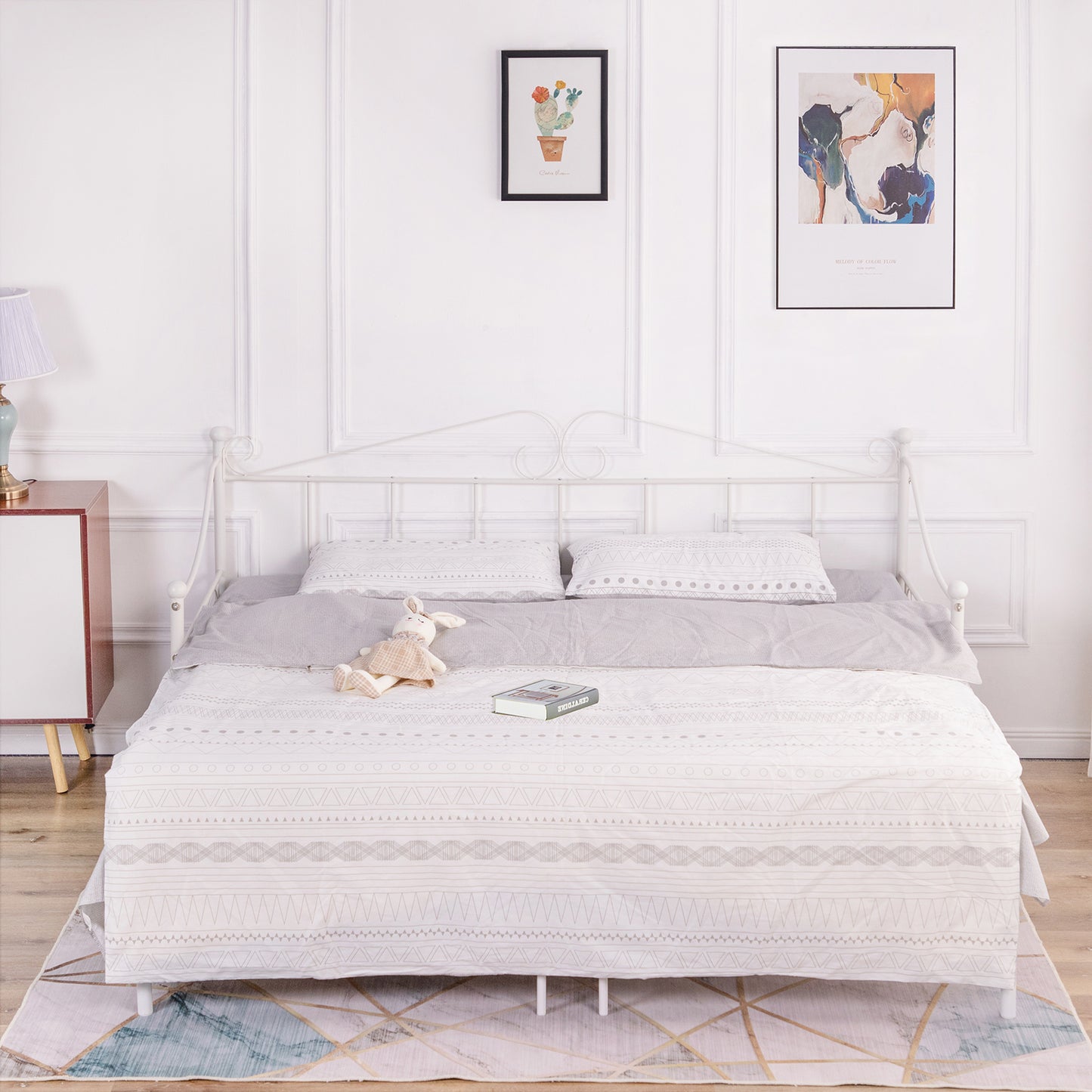 AVIOLA Day Metal Bed 93.2*199cm+93.5*191cm - White