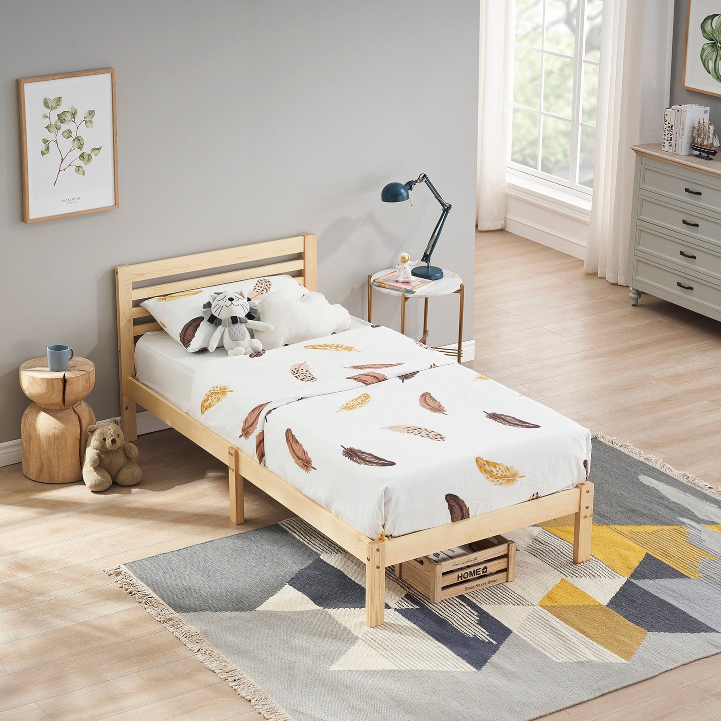 BEAN Single Pine Wooden Bed 98*196cm - Wood