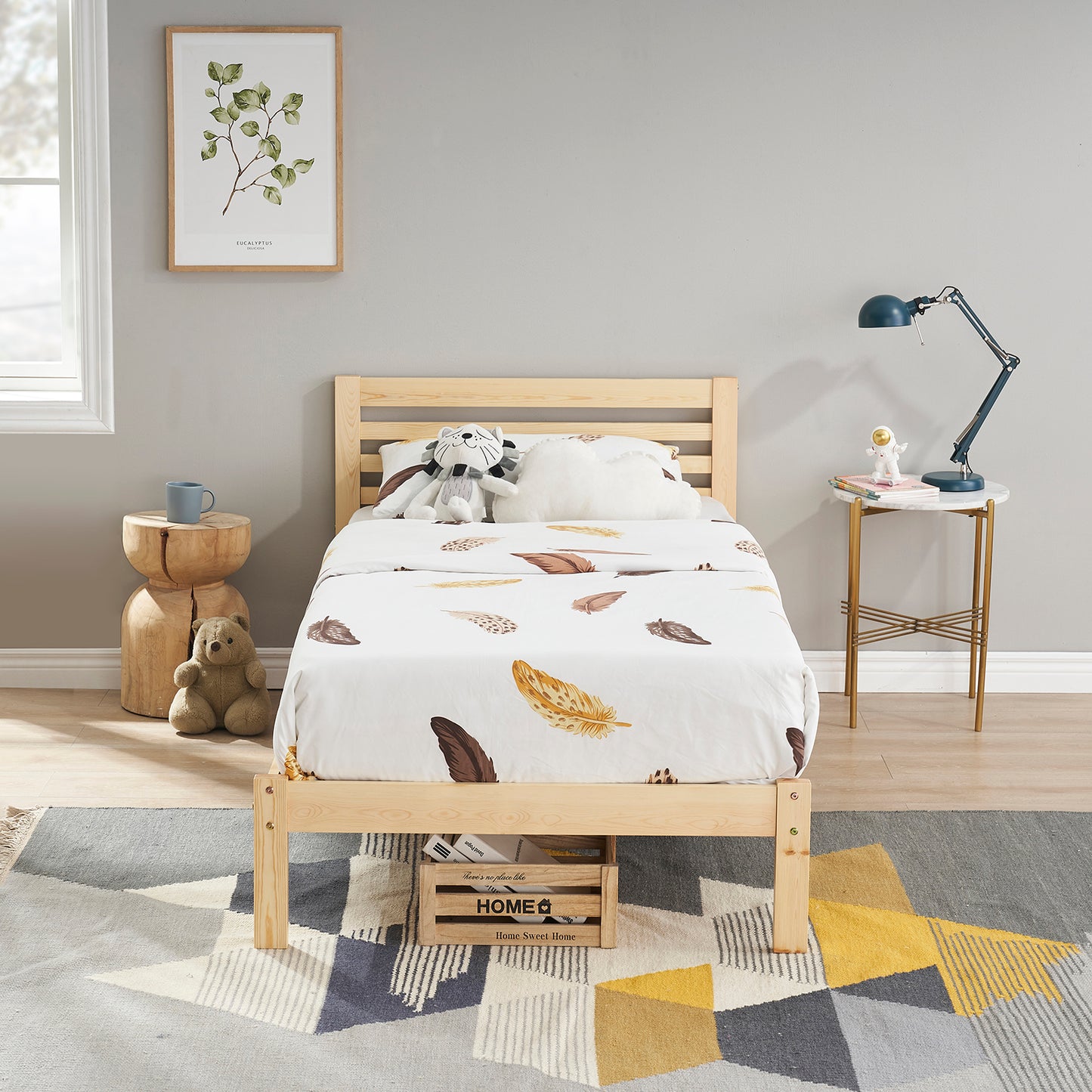 BEAN Single Pine Wooden Bed 98*196cm - Wood