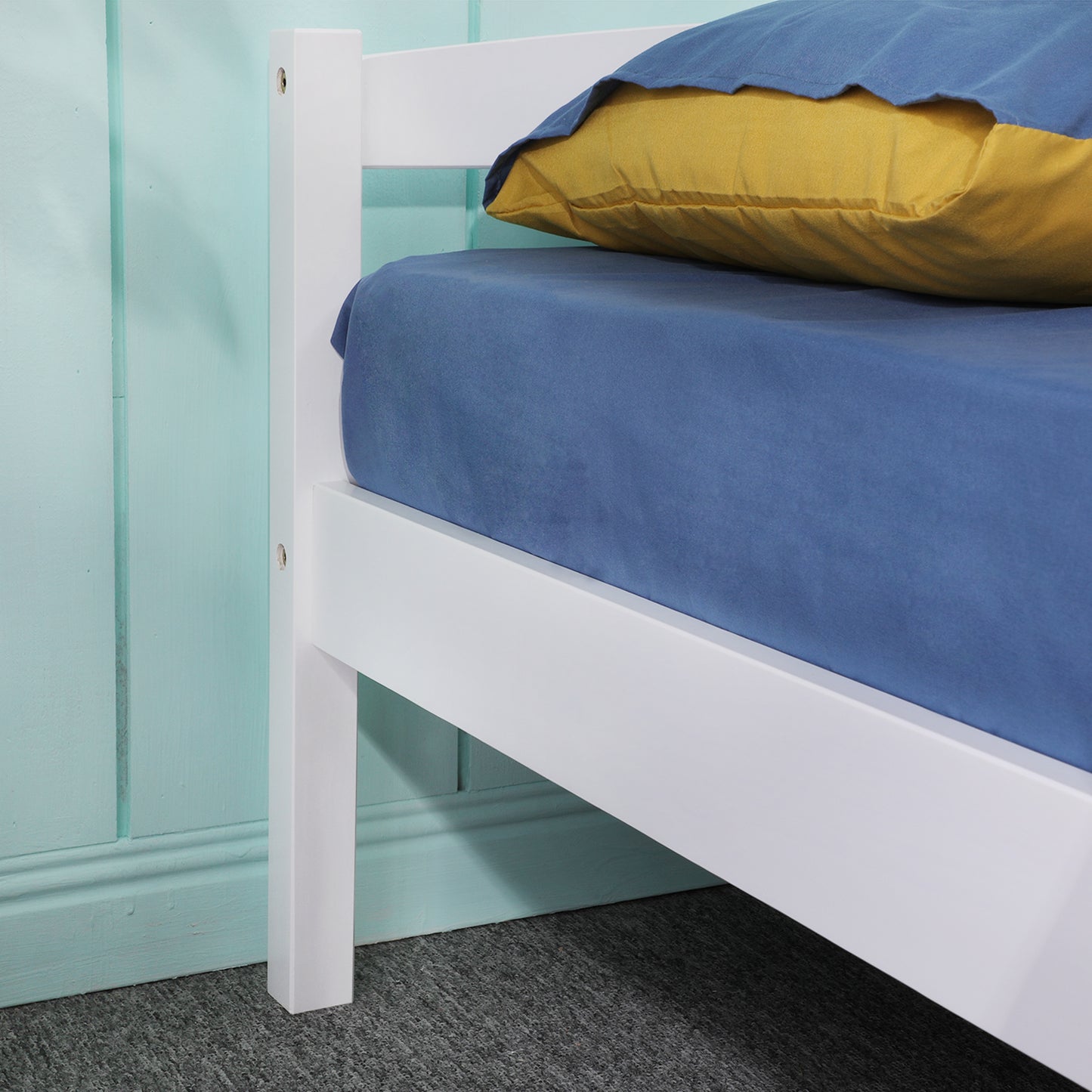 BIGLIA Single Pine Wooden Bed 96*198cm - White