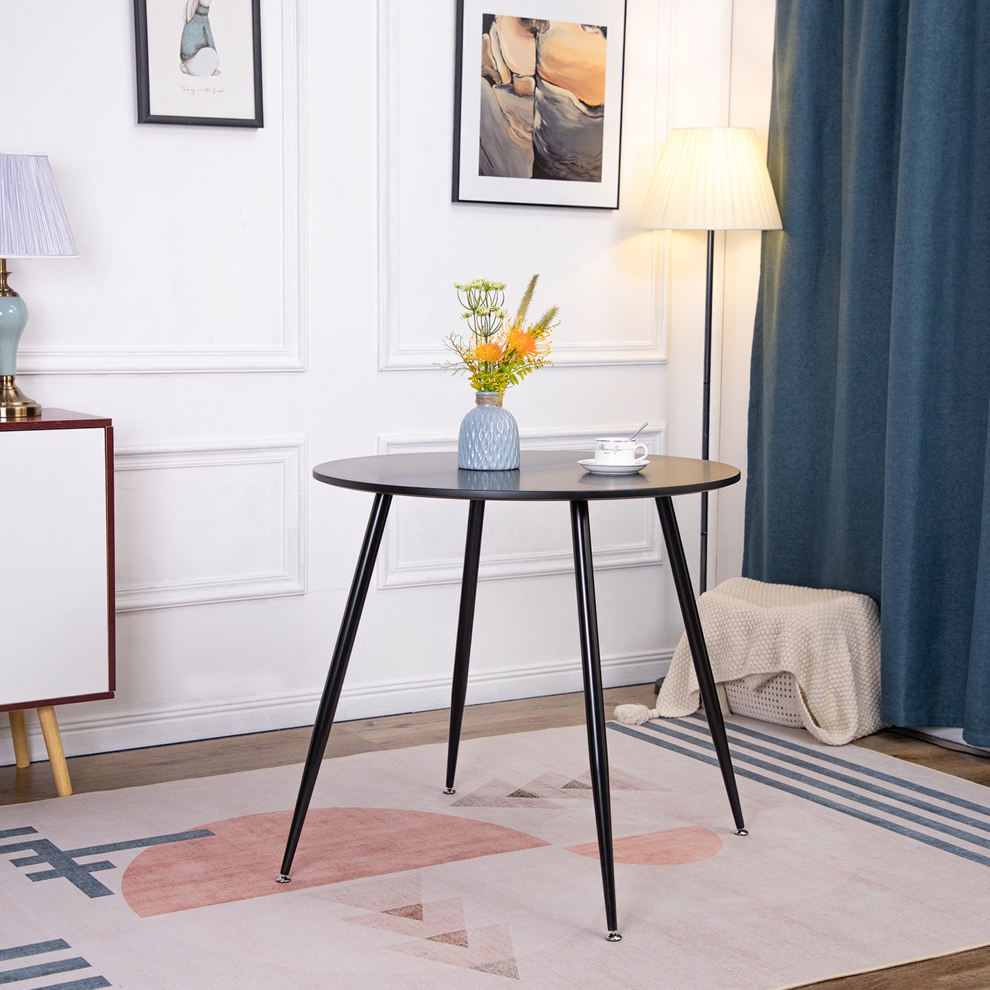 BURP 80cm Circle Dining Table With Iron Legs-Black