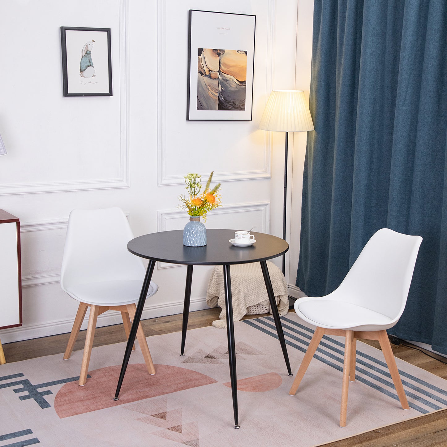 BURP 80cm Circle Dining Table With Iron Legs-Black