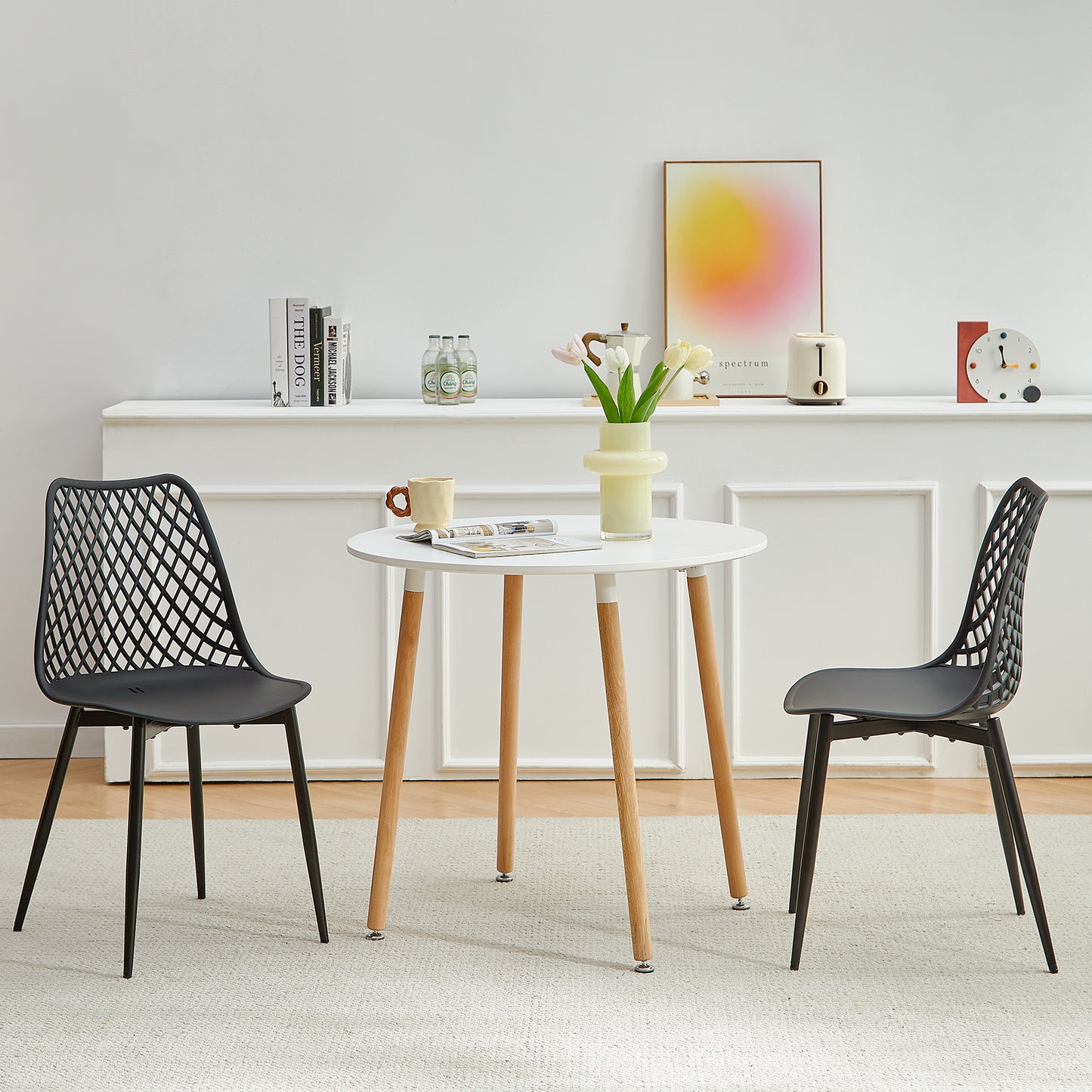 COVADA Hollow Chair with Iron Legs - Black