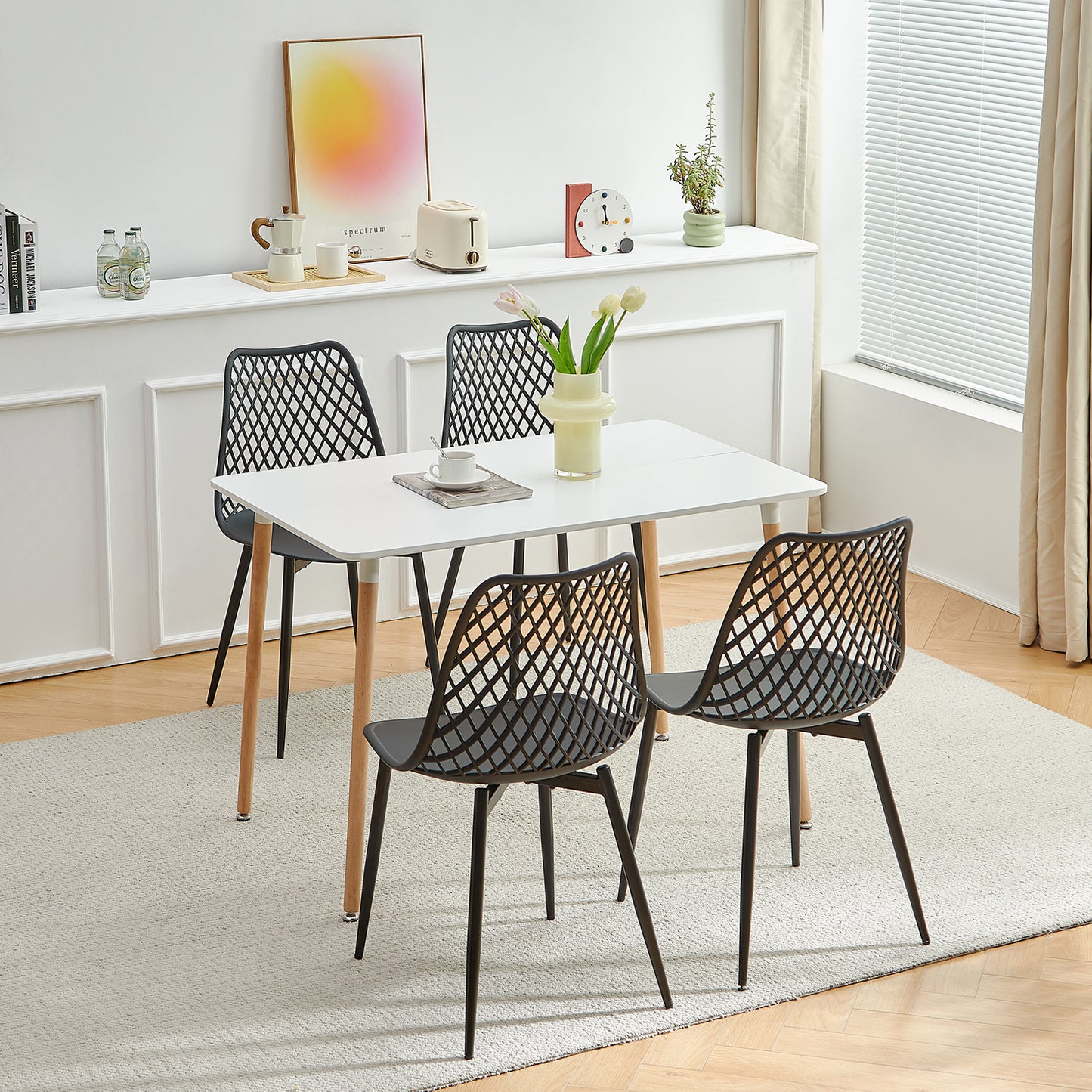COVADA Hollow Chair with Iron Legs - Black