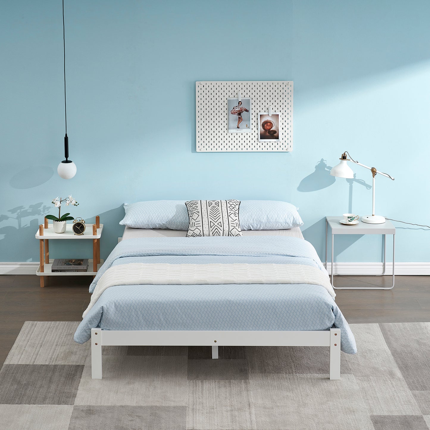 CYCAS Double Pine Wooden Bed 148*196cm - White