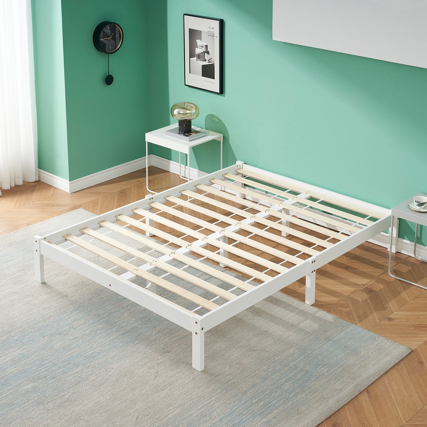 CYCAS Double Pine Wooden Bed 148*196cm - White