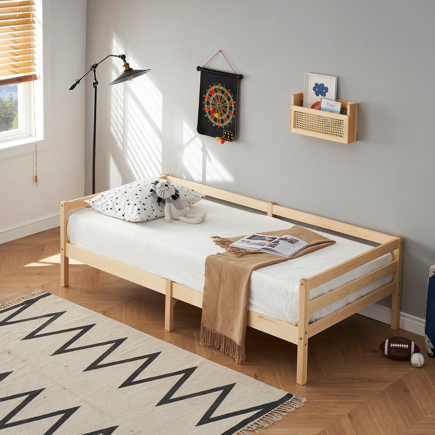 FLAT Single Pine Wooden Bed 96*198cm - Wood