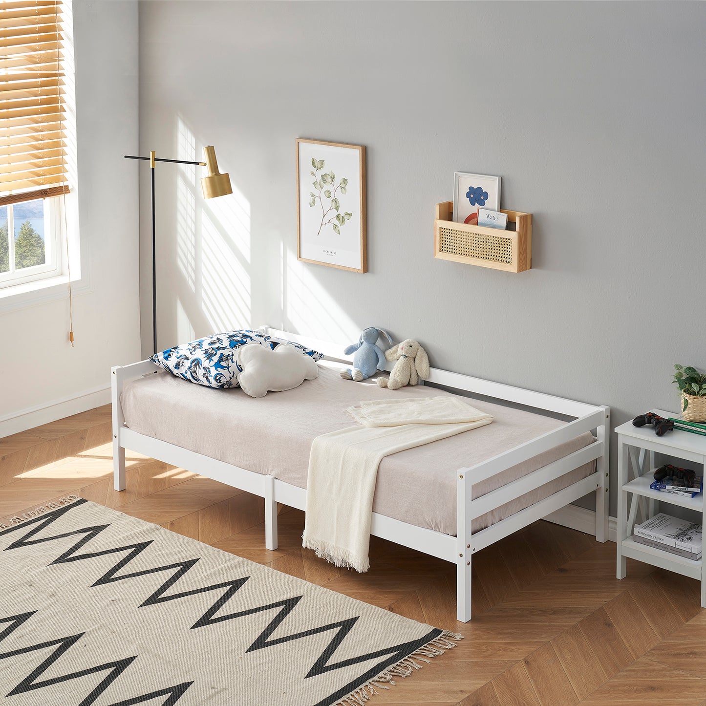 FLAT Single Pine Wooden Bed 96*198cm - White