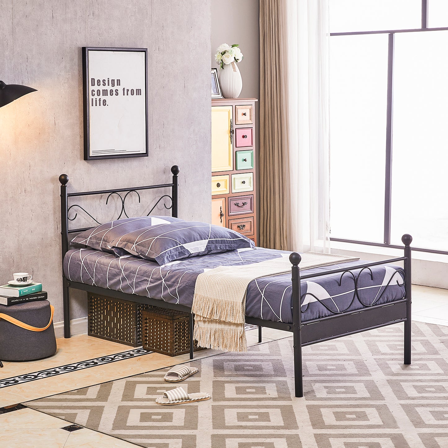 FLOWR Single Metal Bed 97*197.6cm - Black