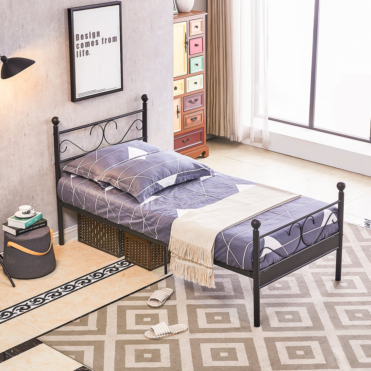 FLOWR Single Metal Bed 97*197.6cm - Black