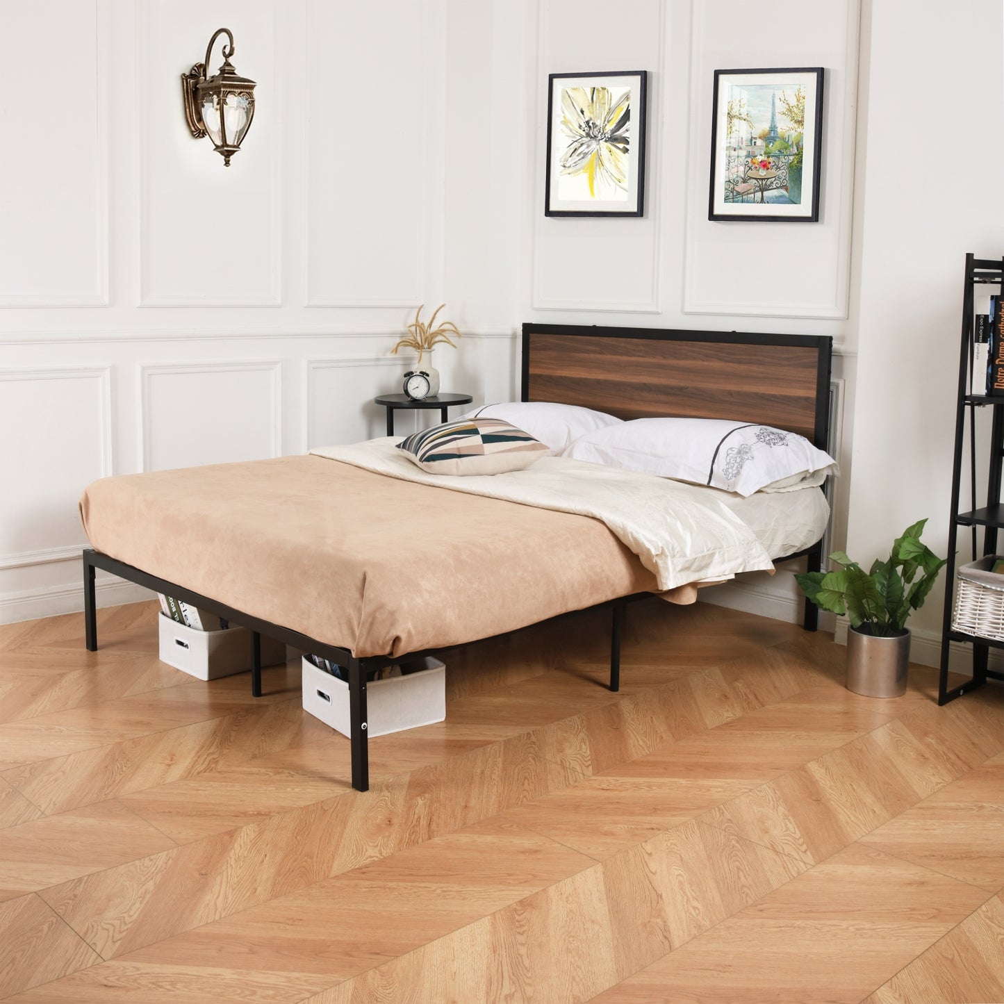 FOLAM Double Metal Bed 140*195cm - Brown