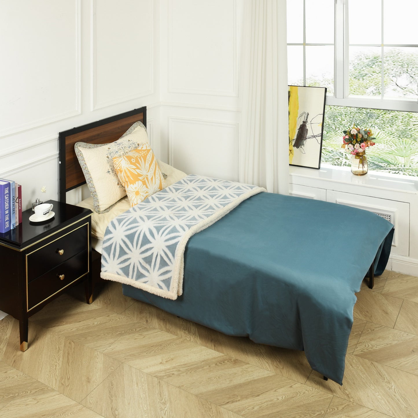 FOLAM Single Metal Bed 90*195.5cm - Brown