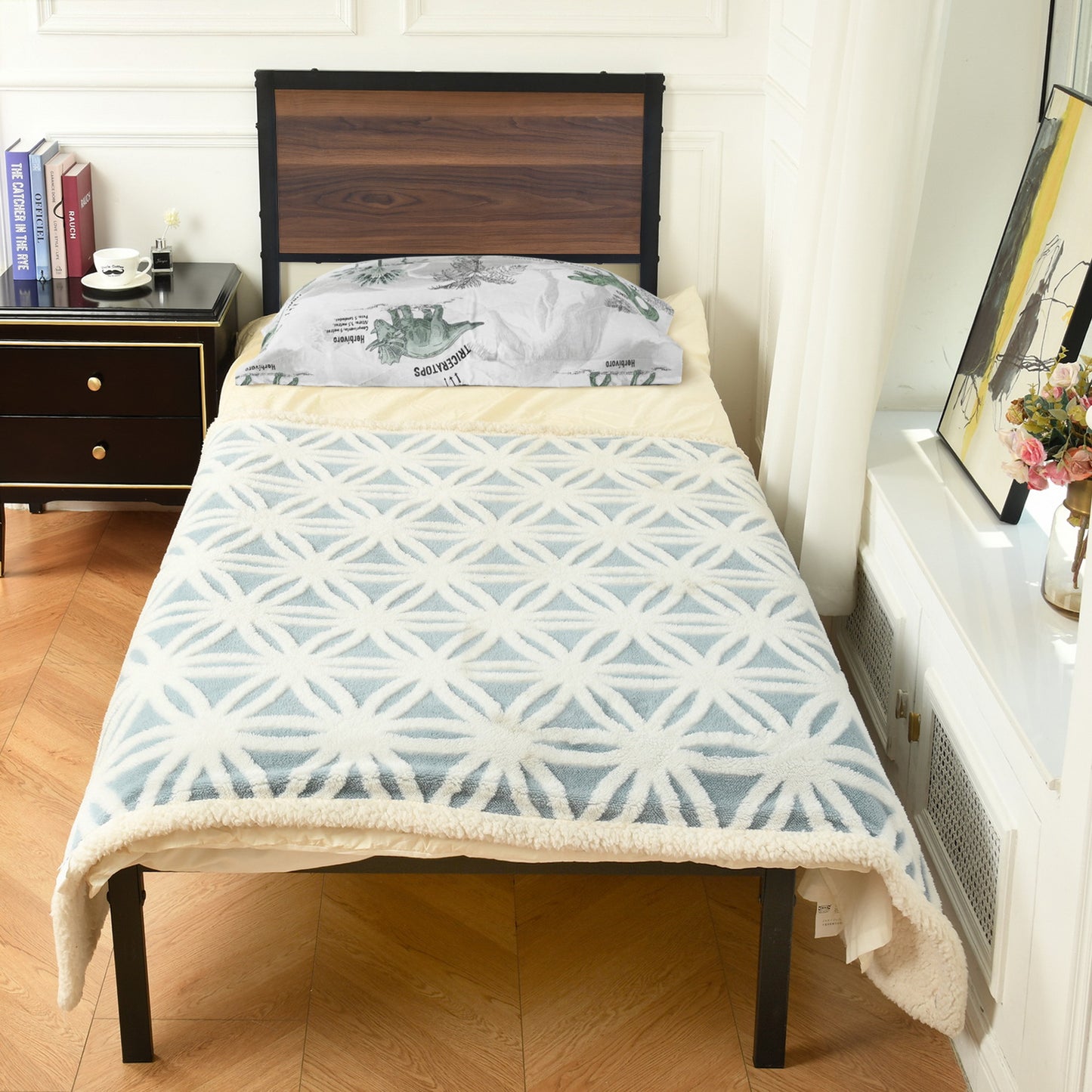 FOLAM Single Metal Bed 90*195.5cm - Brown