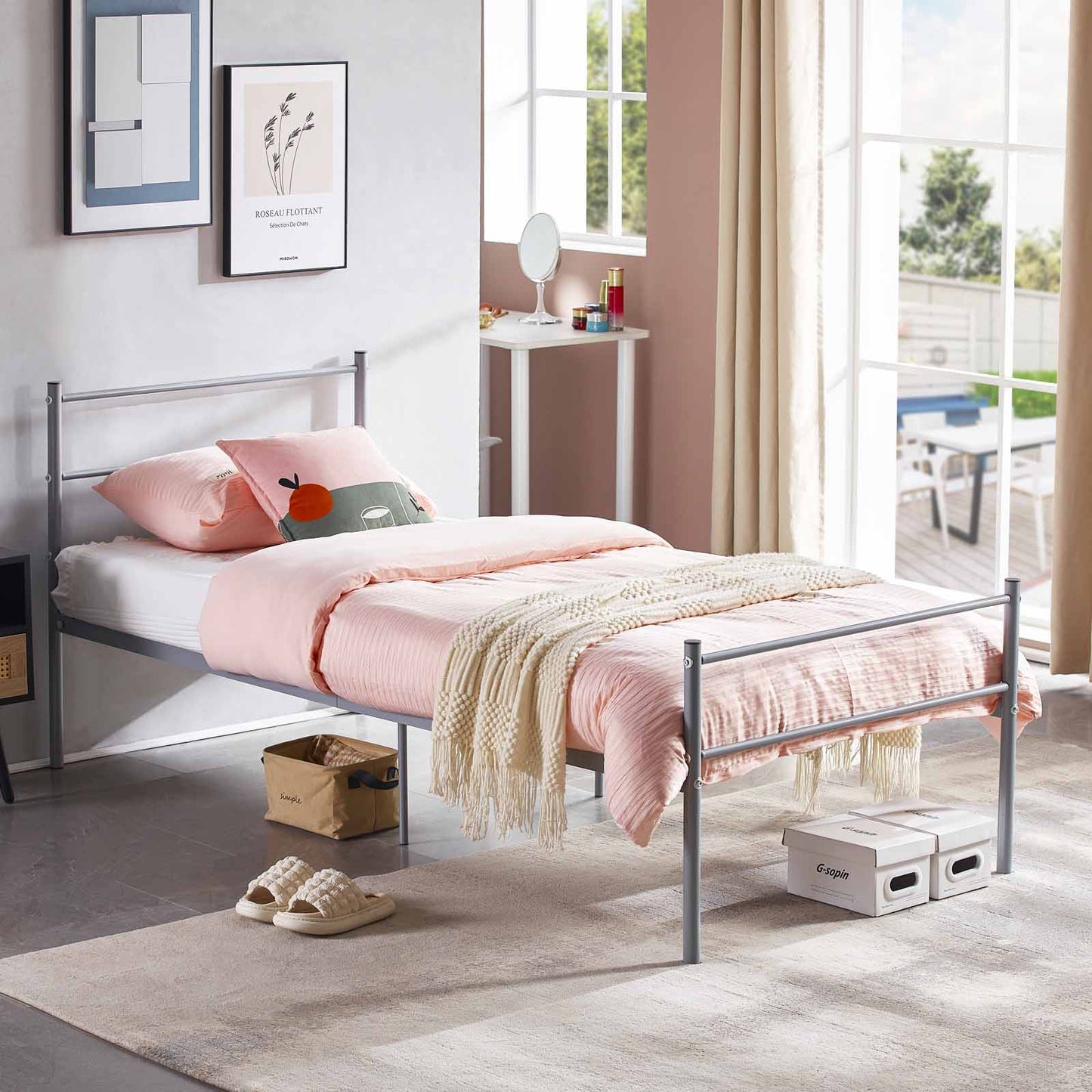 PRIMO Single Metal Bed 93*207cm - Gray