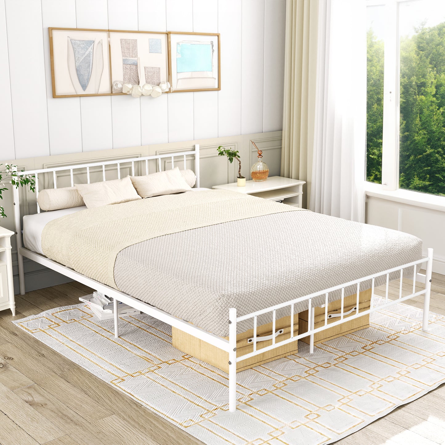 KESSIE Double Metal Bed 141.5*197cm - White