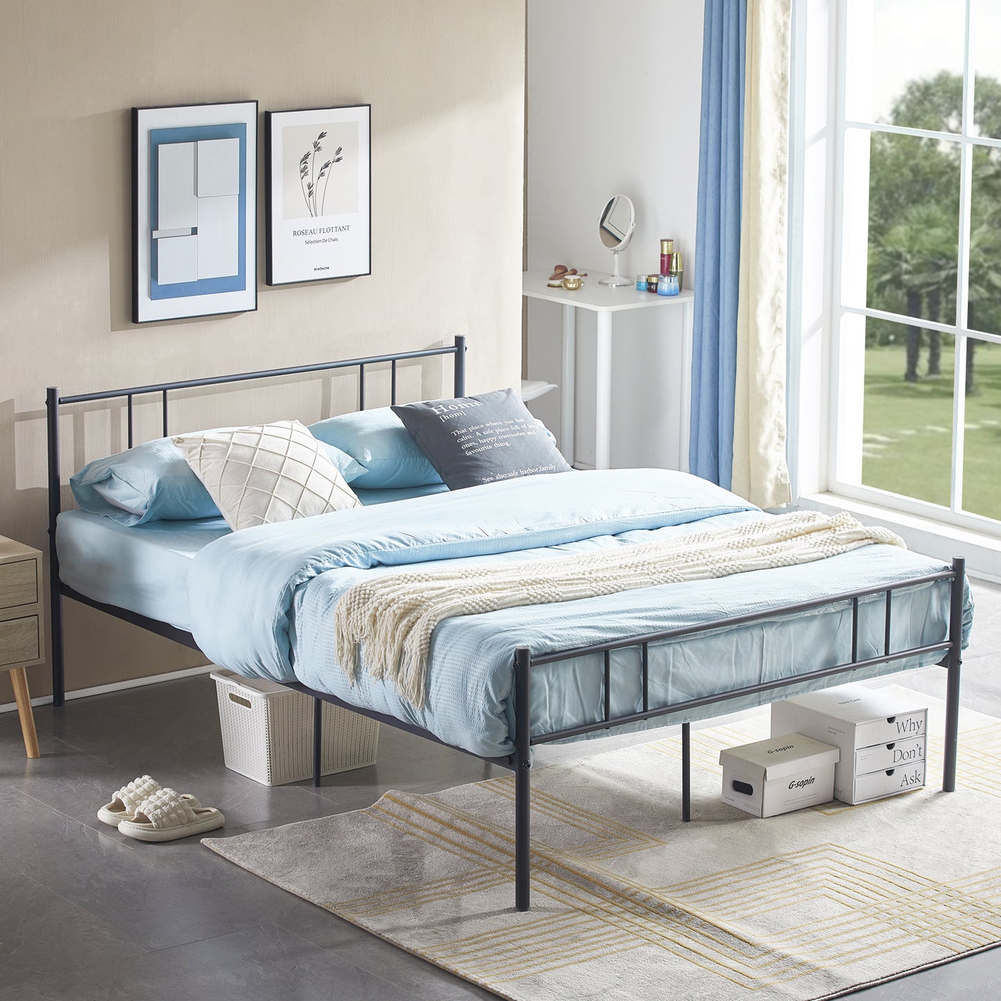 LOCARNO Double Metal Bed 143*207cm - Black