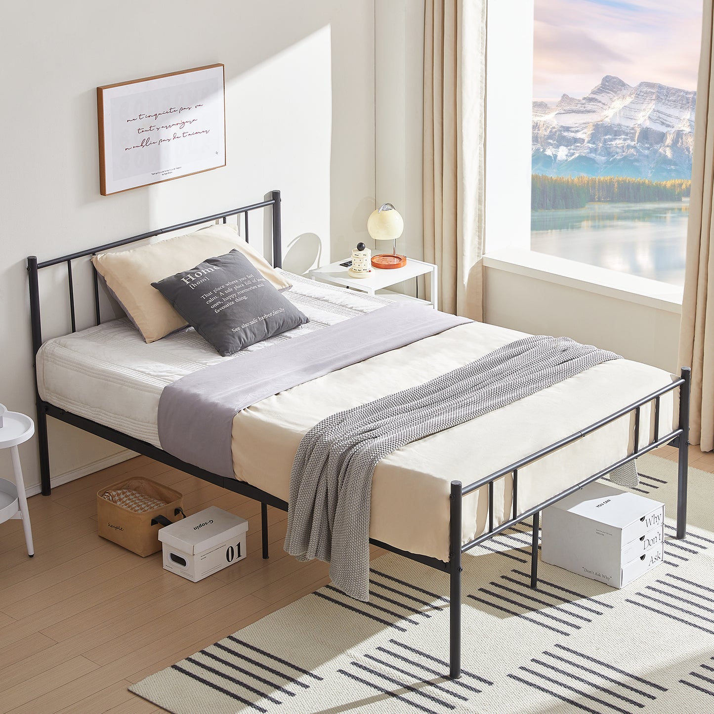LOCARNO Small Double Metal Bed 123*197cm - Black