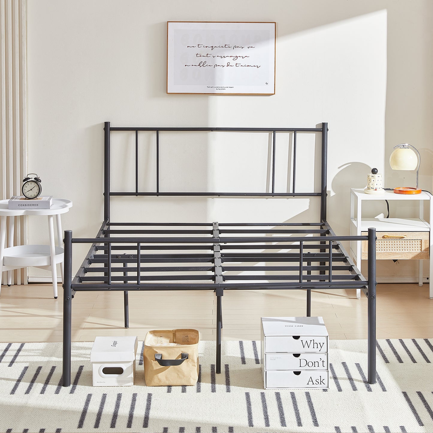 LOCARNO Small Double Metal Bed 123*197cm - Black