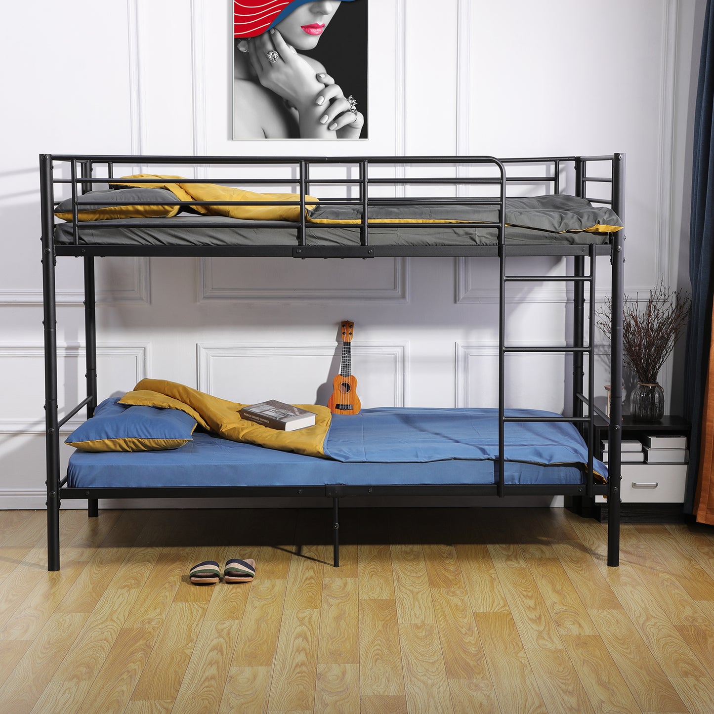 LOFT Upper and Lower Metal Bed 97*208.8cm - Black