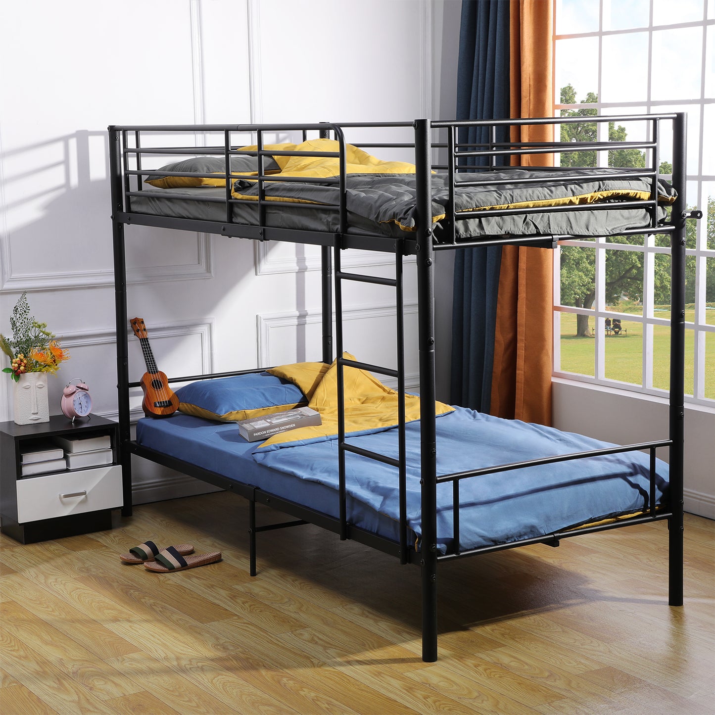 LOFT Upper and Lower Metal Bed 97*208.8cm - Black
