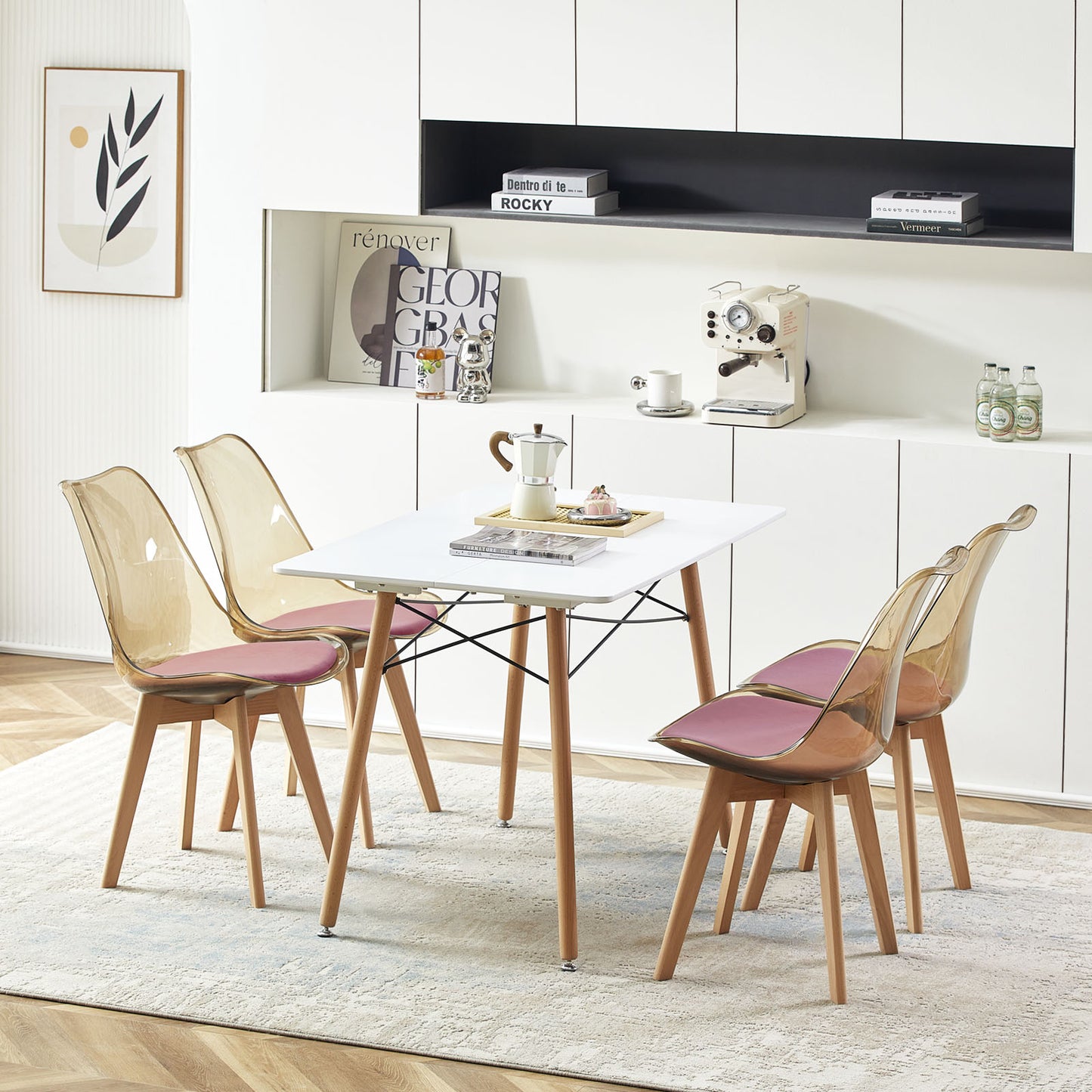 TULIP Dining Chair with Tawny Back-Pink Velvet