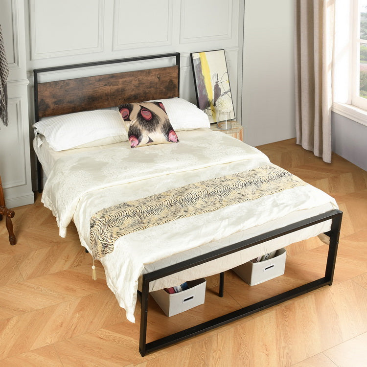 MIGLE Double Metal Bed 140*200cm - Walnut