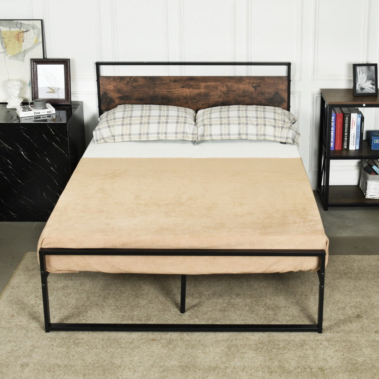 MIGLE Double Metal Bed 140*200cm - Walnut