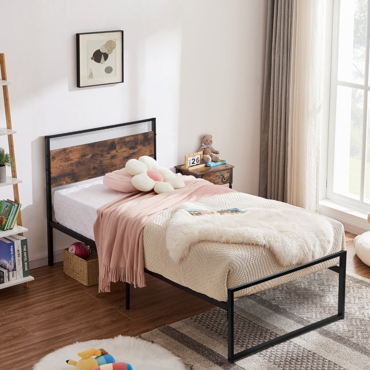 MIGLE Single Metal Bed 90*200cm - Walnut