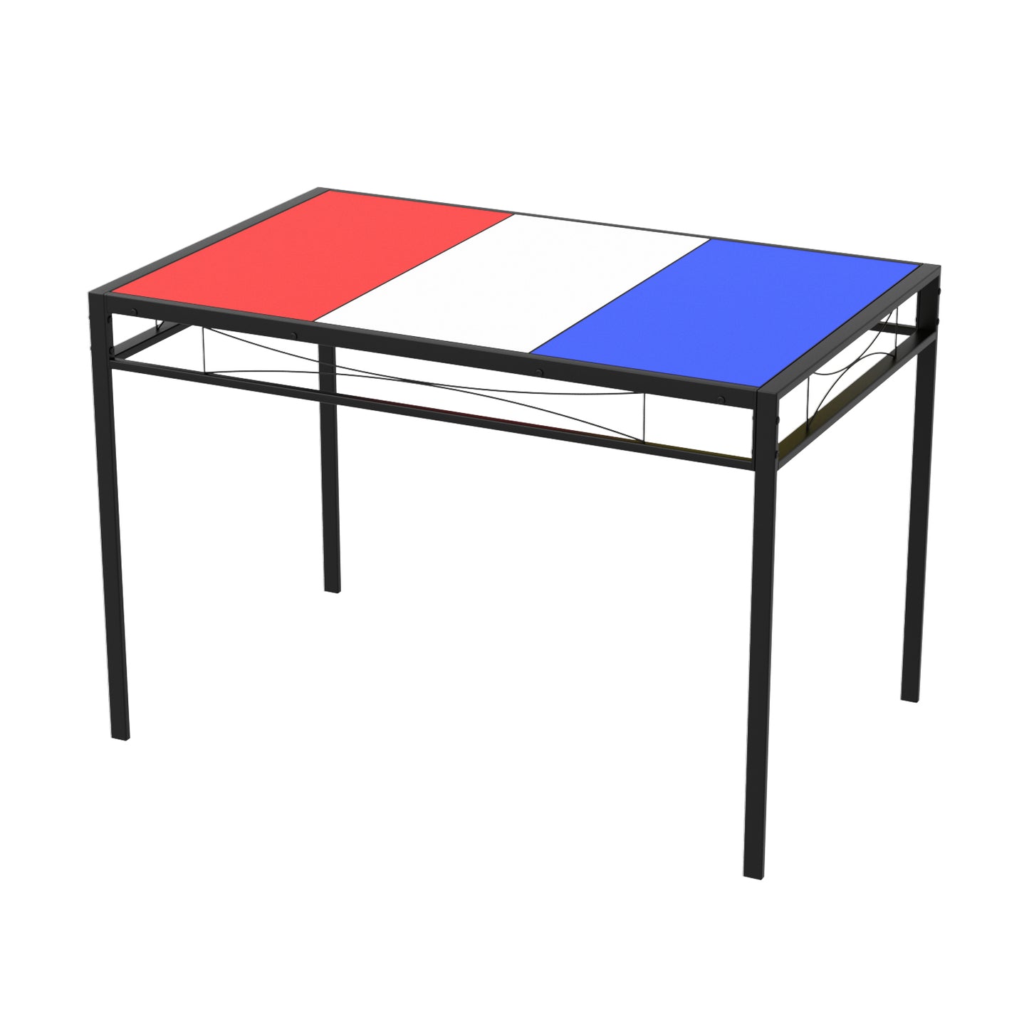 NABERY 110cm Two Styles Dining Table With Iron Legs-Black Red Yellow Blue White