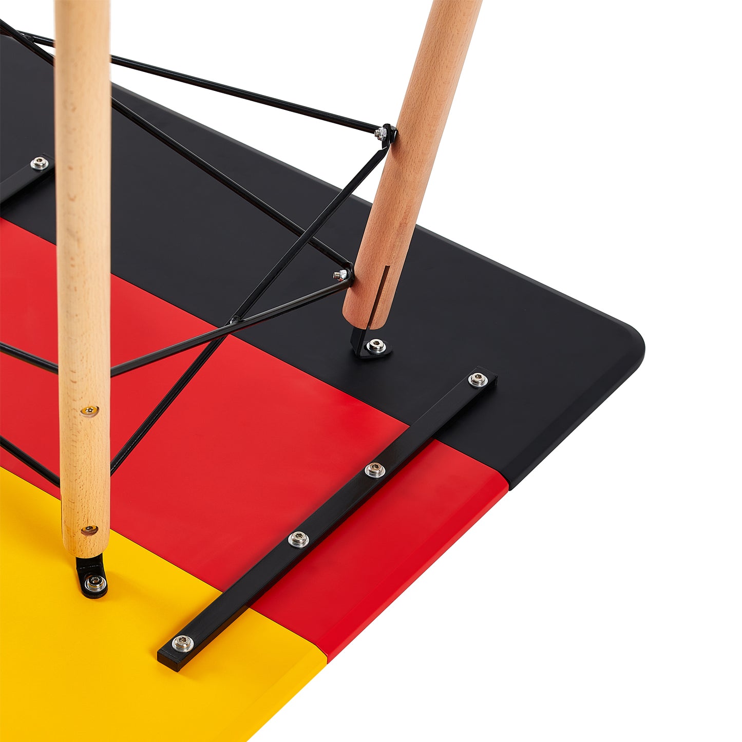 PANSY 110cm Dining Table With Beech Legs-Black Red Yellow
