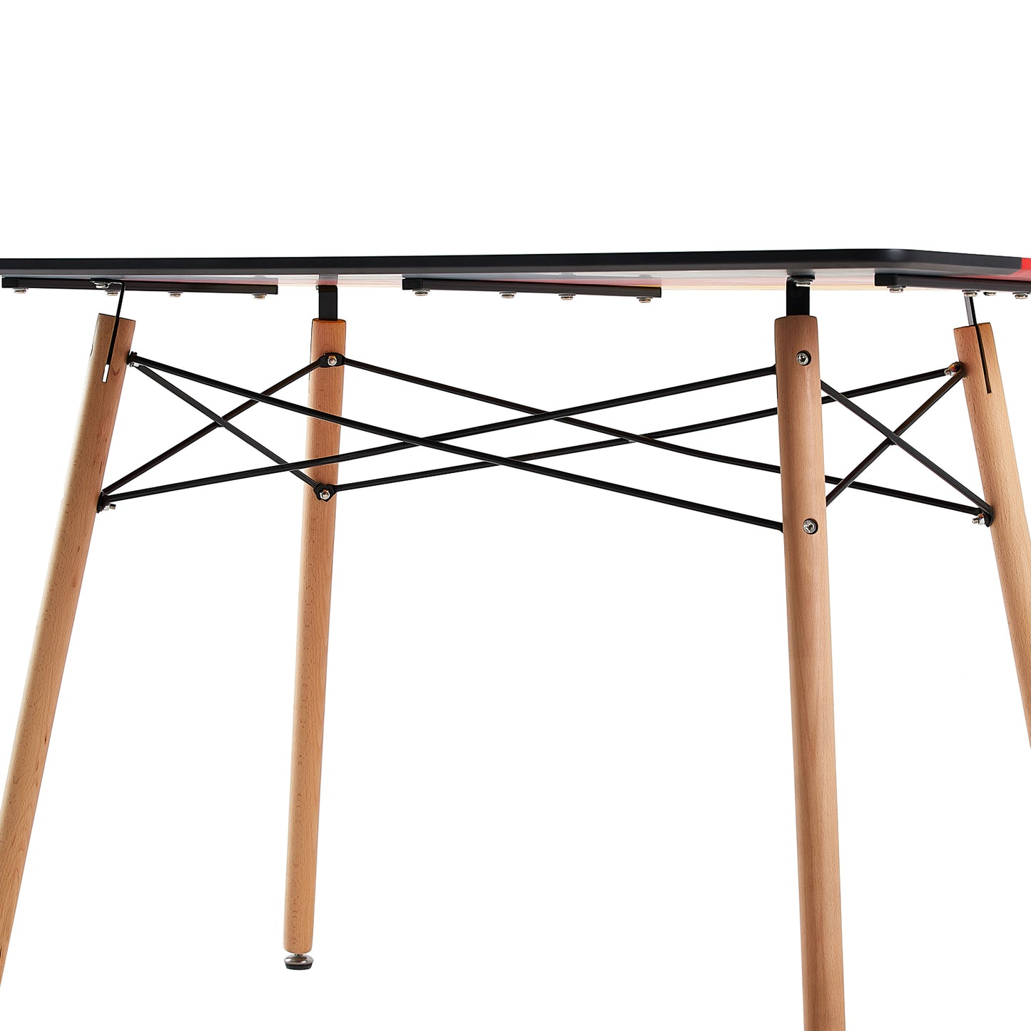 PANSY 110cm Dining Table With Beech Legs-Black Red Yellow