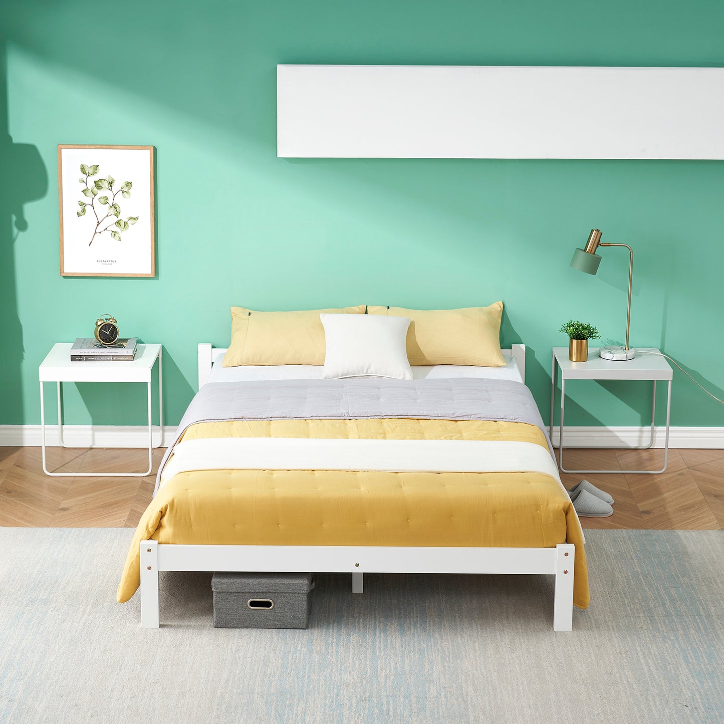 PONT Double Pine Wooden Bed 143.6*196cm - White