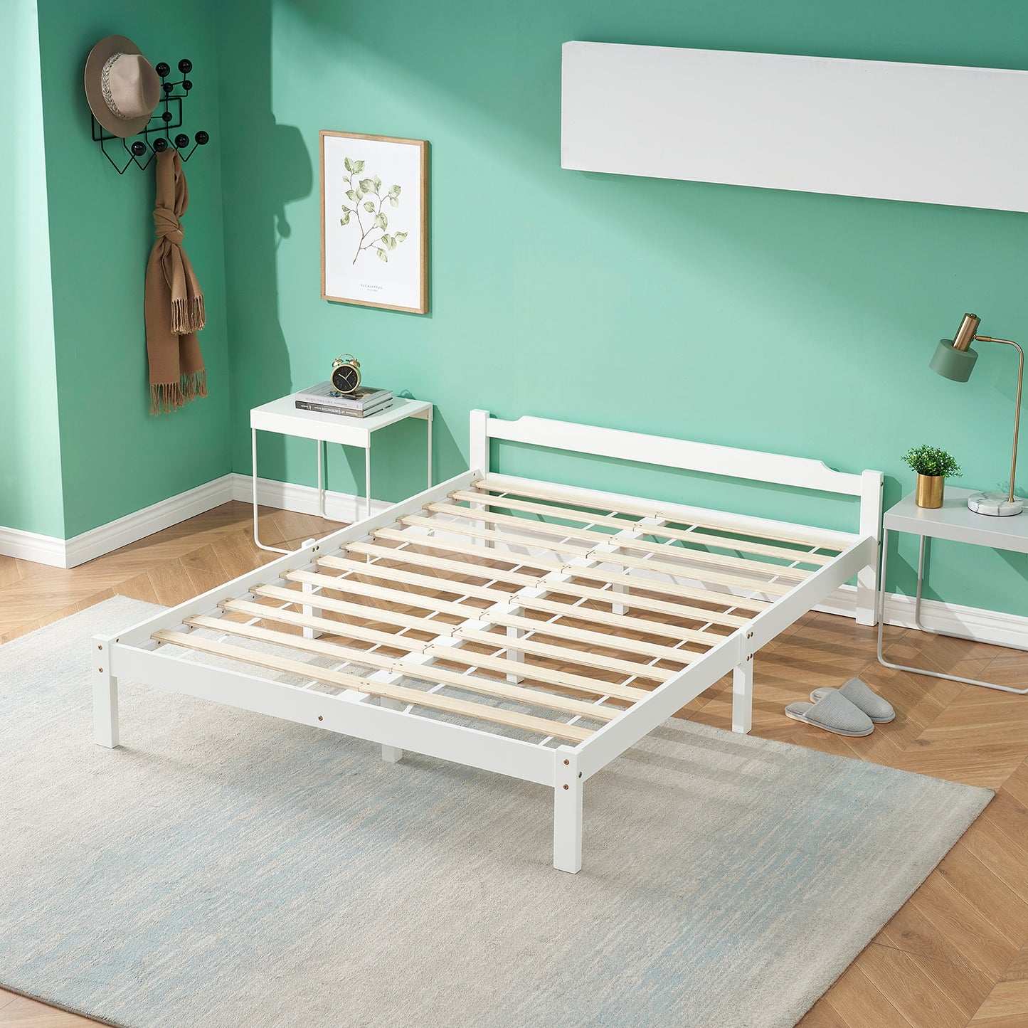 PONT Double Pine Wooden Bed 143.6*196cm - White